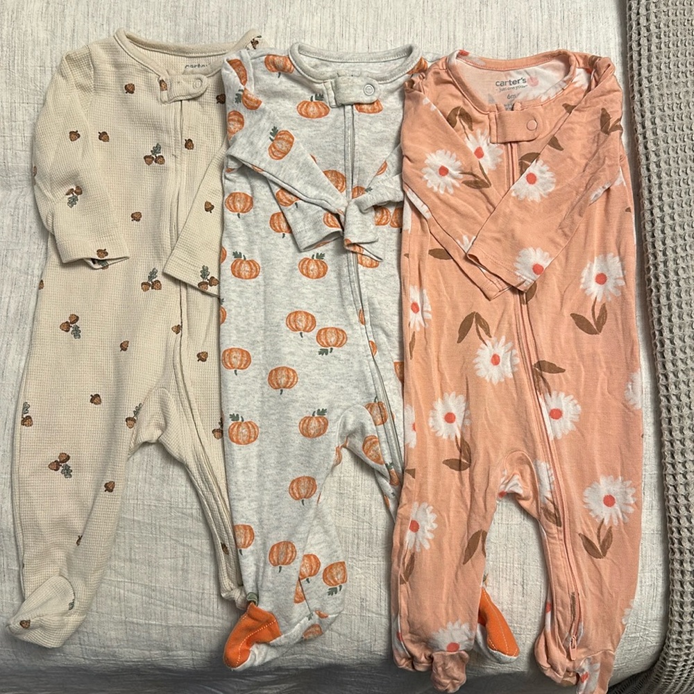 Set of 3 Carters footies (3-6 months)